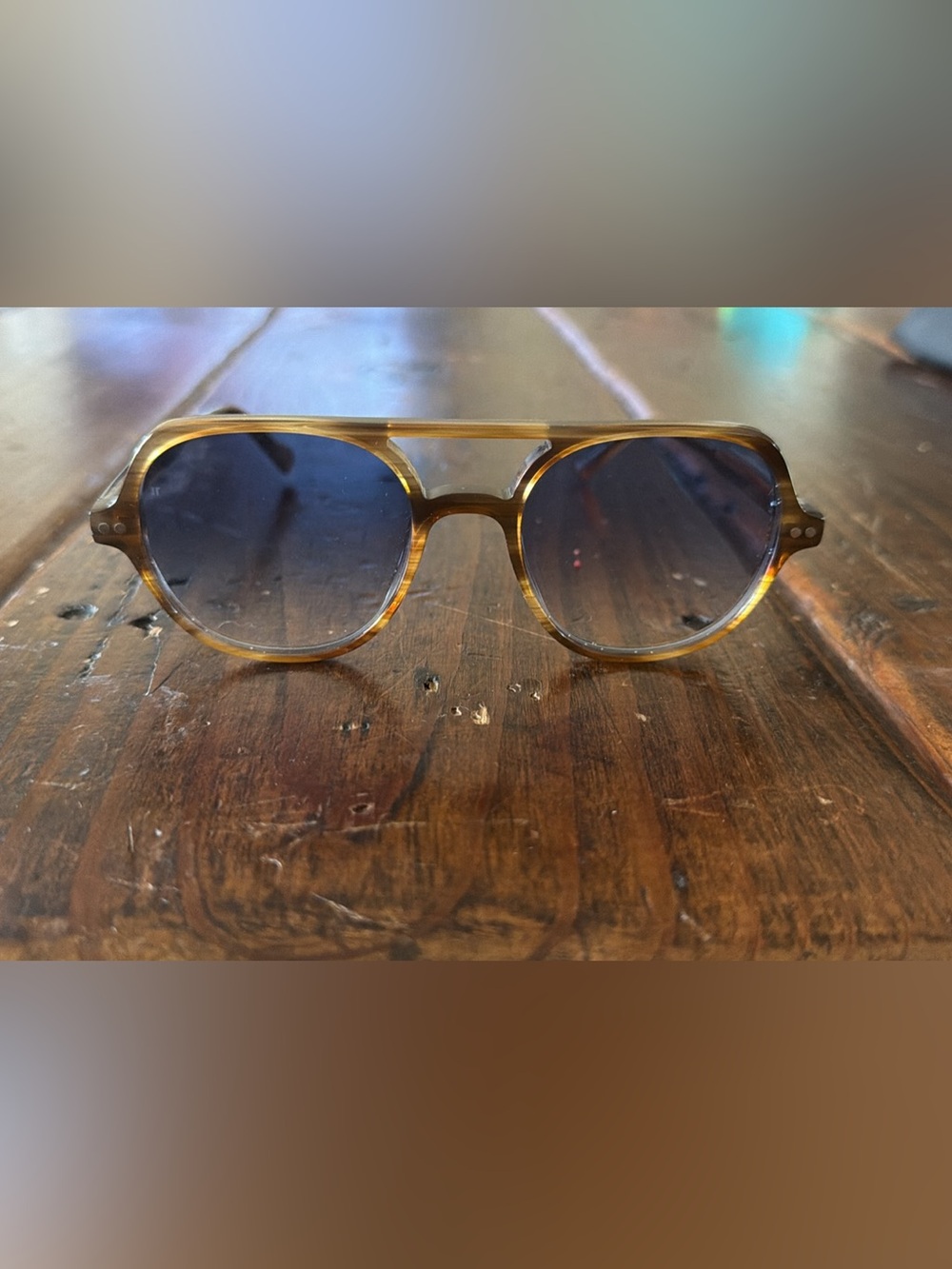 Women’s Tortoise Frame Sunglasses with Blue Gradient Lenses